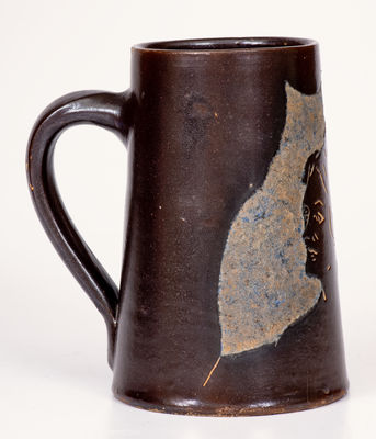 Unusual Stoneware Mug with Artistic Incised Woman Decoration, Yale University