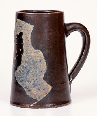 Unusual Stoneware Mug with Artistic Incised Woman Decoration, Yale University