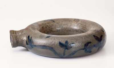 Exceedingly Rare and Important Loudoun County, VA, Stoneware Ring Flask w/ Incised Federal Eagle and Patriotic Inscriptions, 1827