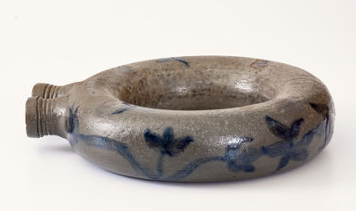 Exceedingly Rare and Important Loudoun County, VA, Stoneware Ring Flask w/ Incised Federal Eagle and Patriotic Inscriptions, 1827