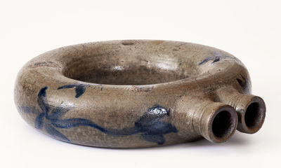 Exceedingly Rare and Important Loudoun County, VA, Stoneware Ring Flask w/ Incised Federal Eagle and Patriotic Inscriptions, 1827