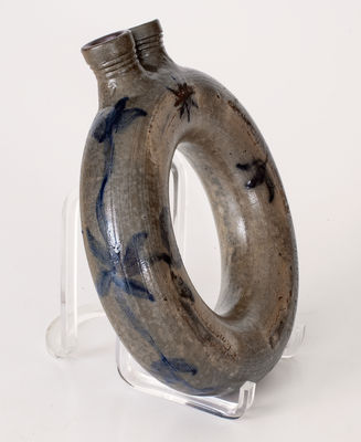 Exceedingly Rare and Important Loudoun County, VA, Stoneware Ring Flask w/ Incised Federal Eagle and Patriotic Inscriptions, 1827