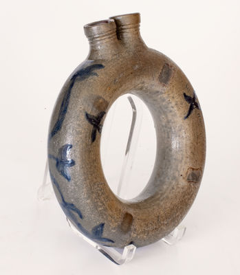 Exceedingly Rare and Important Loudoun County, VA, Stoneware Ring Flask w/ Incised Federal Eagle and Patriotic Inscriptions, 1827
