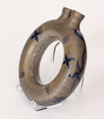 Exceedingly Rare and Important Loudoun County, VA, Stoneware Ring Flask w/ Incised Federal Eagle and Patriotic Inscriptions, 1827