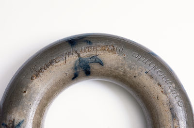 Exceedingly Rare and Important Loudoun County, VA, Stoneware Ring Flask w/ Incised Federal Eagle and Patriotic Inscriptions, 1827