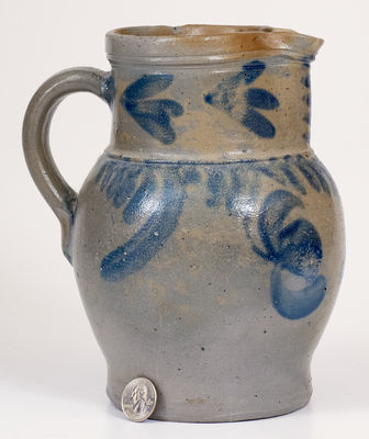 1/2 Gal. Chester County, PA Stoneware Pitcher with Floral Decoration