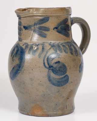 1/2 Gal. Chester County, PA Stoneware Pitcher with Floral Decoration