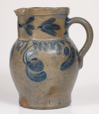 1/2 Gal. Chester County, PA Stoneware Pitcher with Floral Decoration