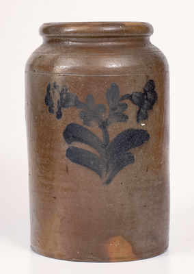 1 Gal. attrib. Henry H. Remmey, Philadelphia Stoneware Jar w/ Floral Decoration