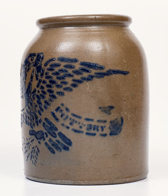 Scarce STAR POTTERY, Greensboro, PA Stoneware Eagle Tobacco Jar