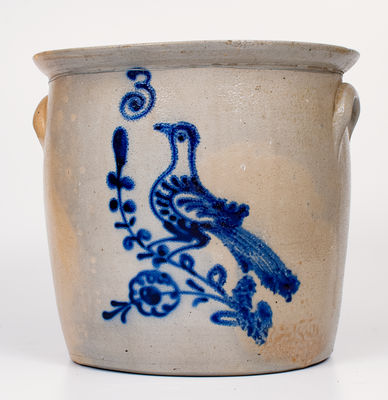 3 Gal. Stoneware Jar with Bold Bird Decoration att. W. Roberts, Binghamton, NY