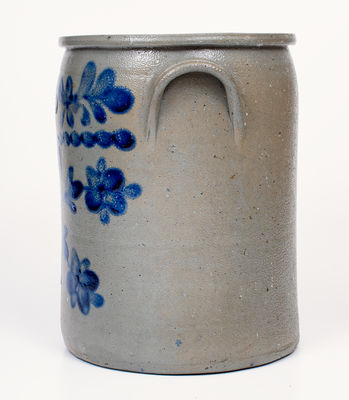 Rare and Fine attrib. J. H. Miller, Brandenburg, KY Stoneware Jar w/ Elaborate Floral Decoration