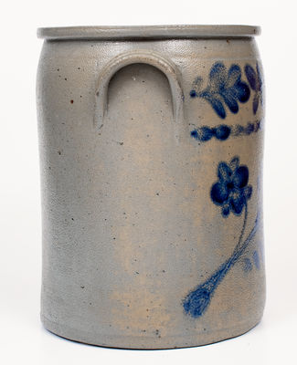 Rare and Fine attrib. J. H. Miller, Brandenburg, KY Stoneware Jar w/ Elaborate Floral Decoration