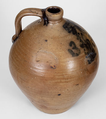 3 Gal. Ovoid Stoneware Jug with Man s Bust Decoration, Northeastern U.S.