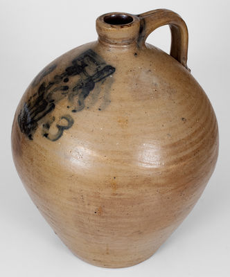 3 Gal. Ovoid Stoneware Jug with Man s Bust Decoration, Northeastern U.S.