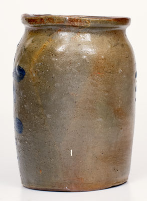 Unusual 2 Gal. Stoneware Jar w/ Stenciled Plant Decoration, probably West Virginia