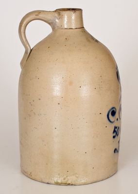 2 Gal. FORT EDWARD, NY Stoneware Jug with Lowell, MA Script Advertising
