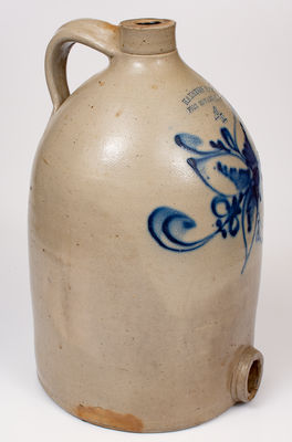 4 Gal. HAXSTUN & CO. / FORT EDWARD, NY Stoneware Cooler w/ Floral Decoration