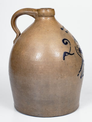 S. HART / FULTON, New York Stoneware Jug w/ Double Bird Decoration