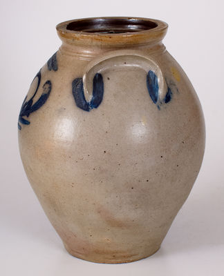 N. CLARK & CO. / LYONS Stoneware Jar w/ Floral Decoration