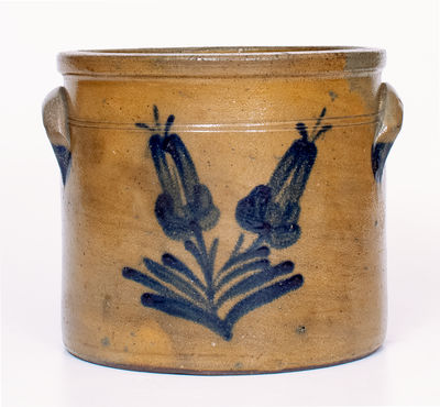 Attrib. Samuel Irvine, Newville, PA Stoneware Crock w/ Floral Decoration