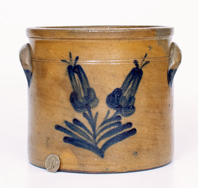 Attrib. Samuel Irvine, Newville, PA Stoneware Crock w/ Floral Decoration