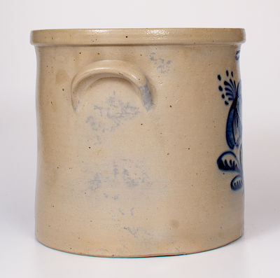 4 Gal. JOHN BURGER / ROCHESTER Stoneware Crock w/ Floral Decoration