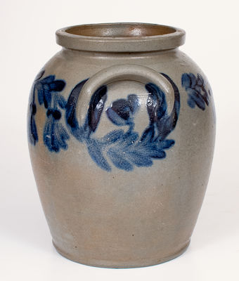 2 Gal. attrib. Henry H. Harrison, Philadelphia Stoneware Jar w/ Floral Decoration