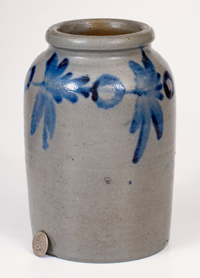 1/2 Gal. attrib. Henry H. Remmey, Philadelphia Stoneware Jar w/ Floral Decoration