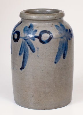 1/2 Gal. attrib. Henry H. Remmey, Philadelphia Stoneware Jar w/ Floral Decoration