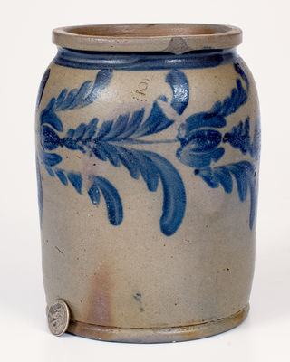 1/2 Gal. Baltimore Stoneware Jar w/ Floral Decoration, circa 1830