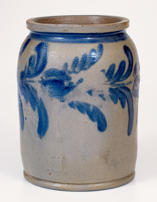 1/2 Gal. Baltimore Stoneware Jar w/ Floral Decoration, circa 1830