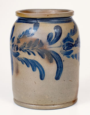 1/2 Gal. Baltimore Stoneware Jar w/ Floral Decoration, circa 1830