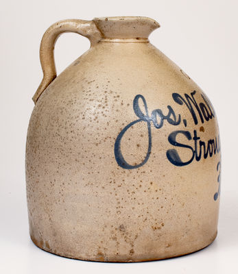 Stroudsburg, PA Script Stoneware Advertising Syrup Jug attrib. Fulper