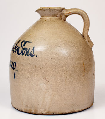 Stroudsburg, PA Script Stoneware Advertising Syrup Jug attrib. Fulper