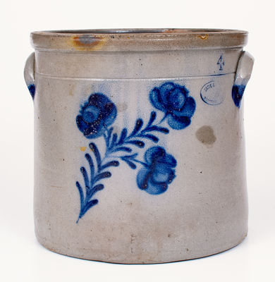 SAM L L. IRVINE / NEWVILLE, PA Stoneware Crock w/ Floral Decoration