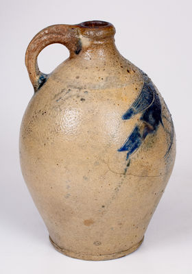 Scarce Manhattan, NY Stoneware Jug w/ Fine Incised Bird Decoration, circa 1790