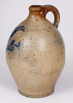 Scarce Manhattan, NY Stoneware Jug w/ Fine Incised Bird Decoration, circa 1790