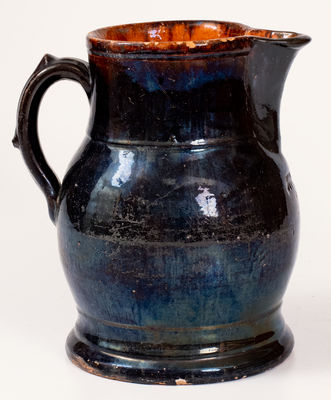 Scarce JOHN BELL / WAYNESBORO Redware Pitcher w/ Manganese Glaze