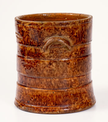 JOHN BELL / WAYNESBORO Redware Tobacco Jar w/ Sponged Manganese Decoration