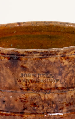 JOHN BELL / WAYNESBORO Redware Tobacco Jar w/ Sponged Manganese Decoration