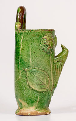 Very Fine Shenandoah Valley (Eberly / Strasburg) Redware Wall Pocket w/ Light Green Glaze