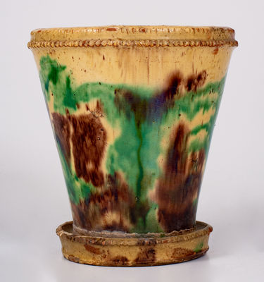 Shenandoah Valley Multi-Glazed Redware Flowerpot, Strasburg, VA