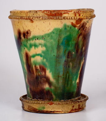 Shenandoah Valley Multi-Glazed Redware Flowerpot, Strasburg, VA