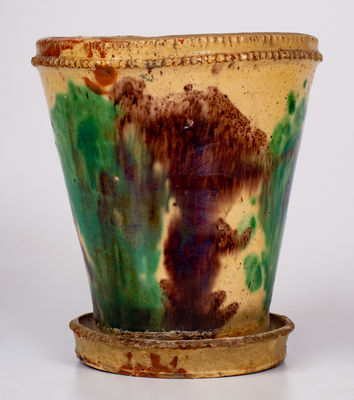 Shenandoah Valley Multi-Glazed Redware Flowerpot, Strasburg, VA