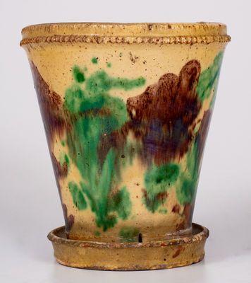 Shenandoah Valley Multi-Glazed Redware Flowerpot, Strasburg, VA