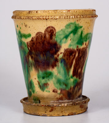 Shenandoah Valley Multi-Glazed Redware Flowerpot, Strasburg, VA