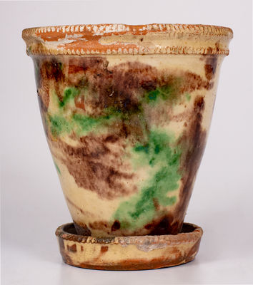 S. BELL & SON / STRASBURG, VA Multi-Glazed Redware Flowerpot