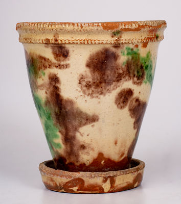 S. BELL & SON / STRASBURG, VA Multi-Glazed Redware Flowerpot