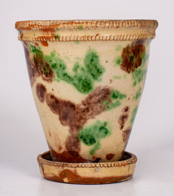 S. BELL & SON / STRASBURG, VA Multi-Glazed Redware Flowerpot